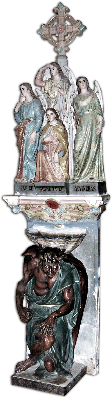 Sauniere's Holy Water Stoup - Church Of Mary Magdalene (400x1416), Png Download