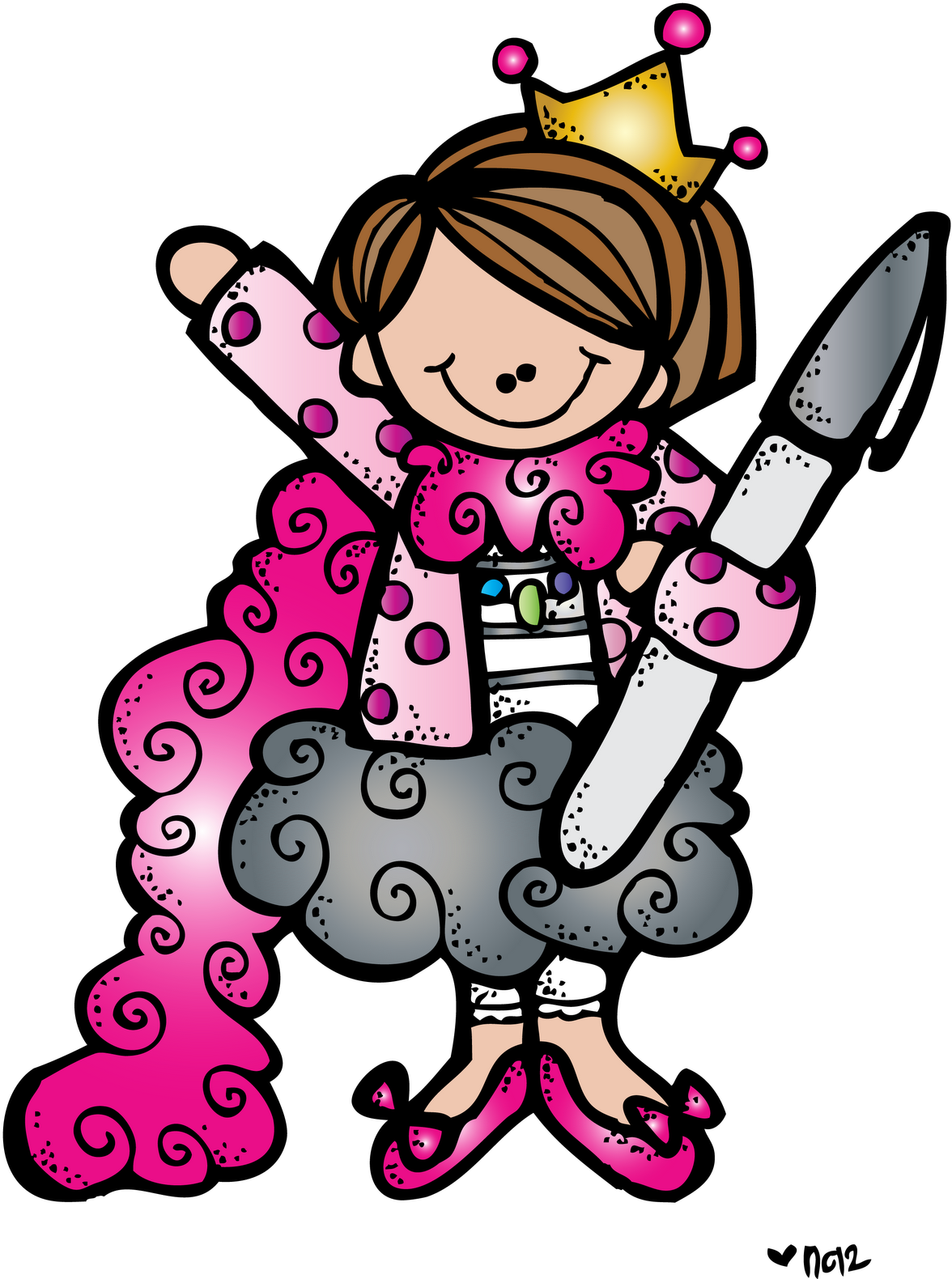 Melonheadz Love Her Clip Art Her Blog Is Awesome Must - Melonheadz Girl Writing (1187x1600), Png Download