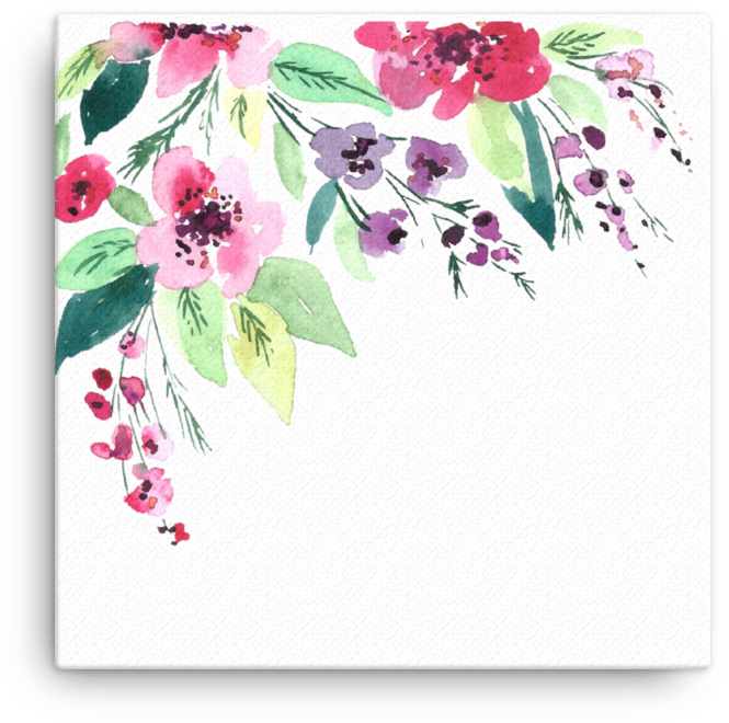 Watercolor Flowers Canvas Print - Watercolor Flowers (1000x1000), Png Download