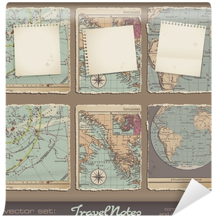 Torn Grungy Notebook Pages On Antique Maps Wall Mural - Design (400x400), Png Download