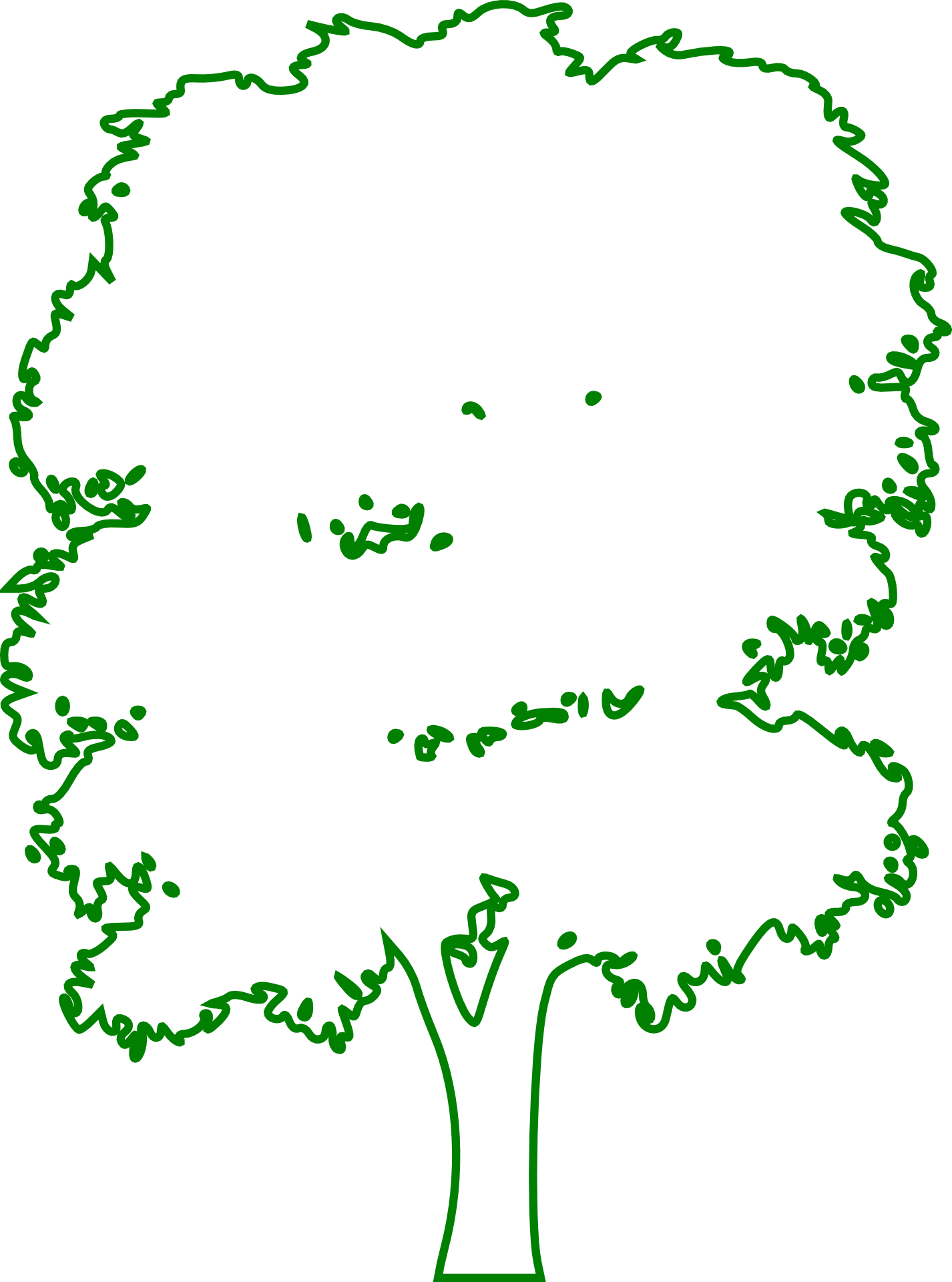Green Outline Drawing Of A Tree - Green Tree Outline (1426x1920), Png Download