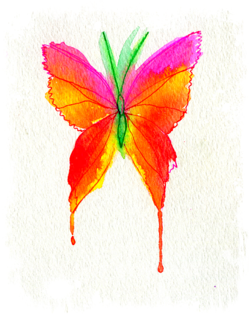 Watercolor Crayon And Sharpie - Swallowtail Butterfly (500x637), Png Download