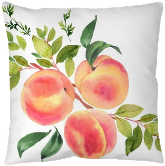 Watercolor Illustration Floor Pillow • Pixers® • We - Peach On Branch Illustration (400x400), Png Download