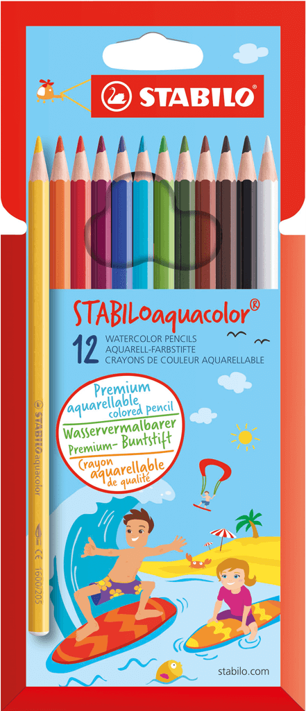 Stabiloaquacolor Aquarellable Colour Pencil Wallet - Stabilo Aqua Colour Watercolour Pencils 12's (575x1024), Png Download