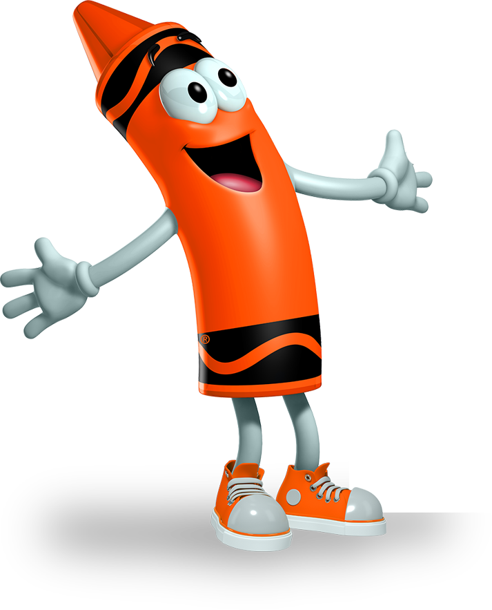 Crayon Looking Up In Awe - Crayons Animated Orange (713x883), Png Download