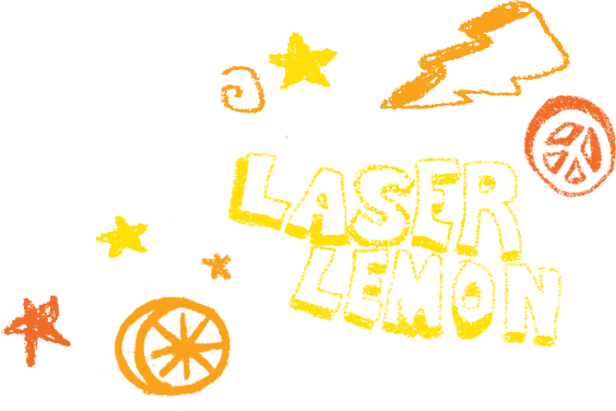Lazer Lemon And Doodles Drawn In Yellow Crayon - Drawing (564x376), Png Download