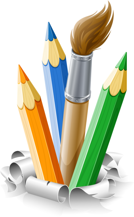 Crayons De Couleurs,articles D Ecole School Clipart, - Paintbrush And Pencil Clipart (452x800), Png Download