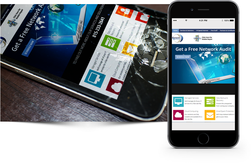 Broken Screen - Mobile Phone (854x555), Png Download