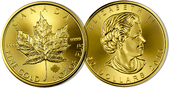Canadian Gold Maple Leaf - Maple Leaf Gold Coin Transparent Png (600x330), Png Download