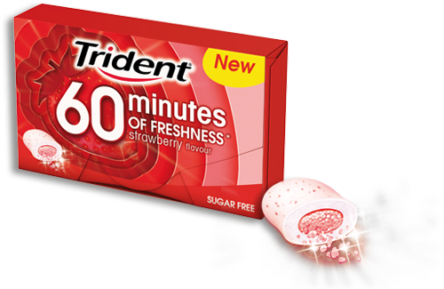 Mondelez Trident 60 Min Fresa Mentolada Mayo 2016 - Trident 60 Minutos Fresa (680x358), Png Download