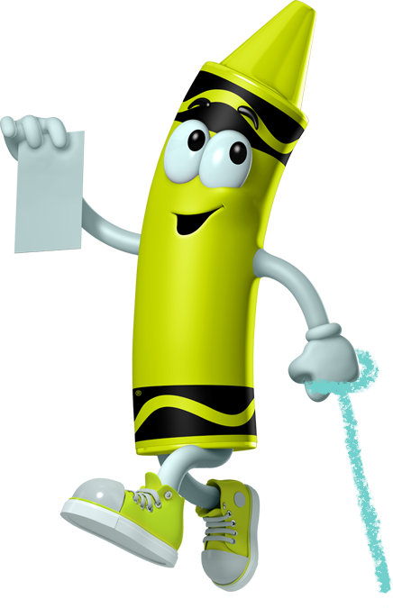 Lime Green Crayon Cartoon Character - Crayola Experience (436x675), Png Download