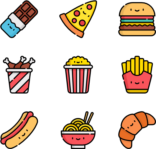 Fast Food - Kawaii Junk Food Png (600x564), Png Download