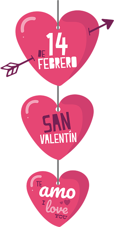 Decoración San Valentín Corazones - Decoracion San Valentin Png (374x743), Png Download