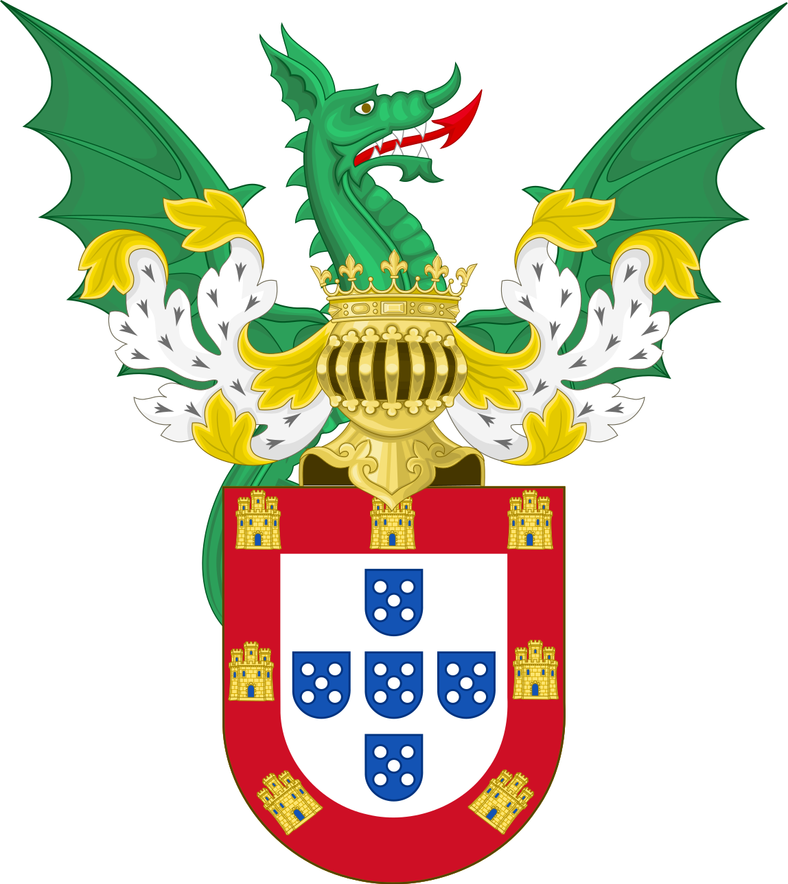 Ornamented Royal Coat Of Arms Of Portugal - Royal Portuguese Coat Of Arms (1148x1288), Png Download