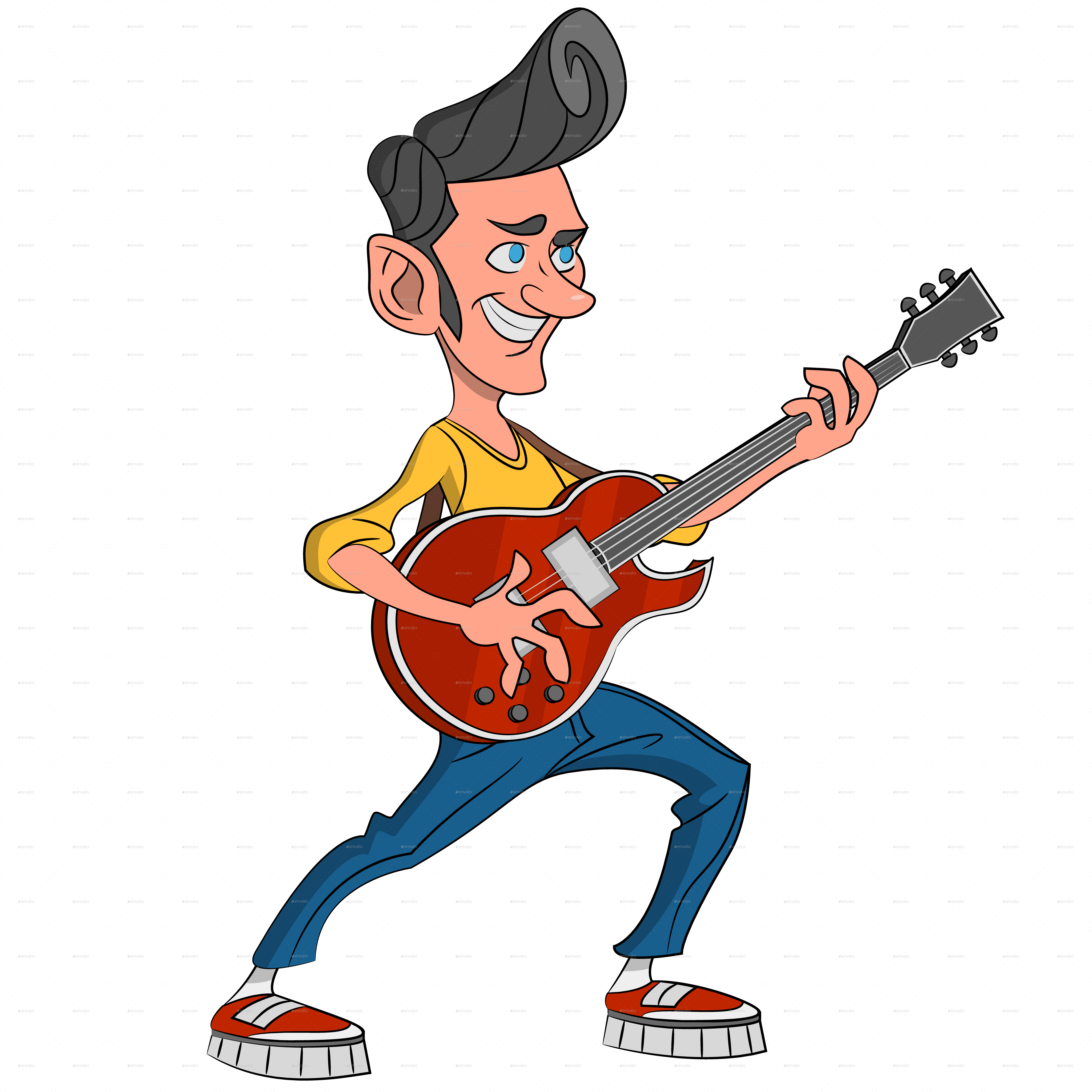Download Banner Royalty Free Library Guitar Clipart Rockabilly - Cartoon  Guitarist PNG Image with No Background 