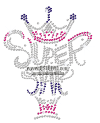 Super Star Crown Hotfix Rhinestone Design Motif - Illustration (450x450), Png Download