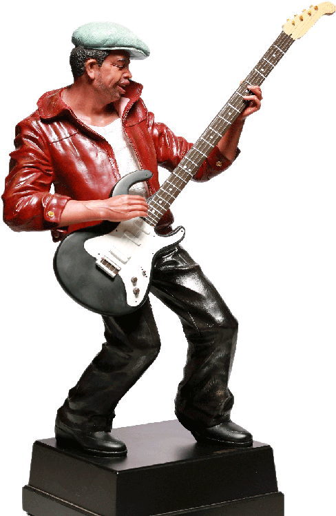 Jazz Band Resin Guitar Player Portrait Figurine - Guitarist (600x900), Png Download