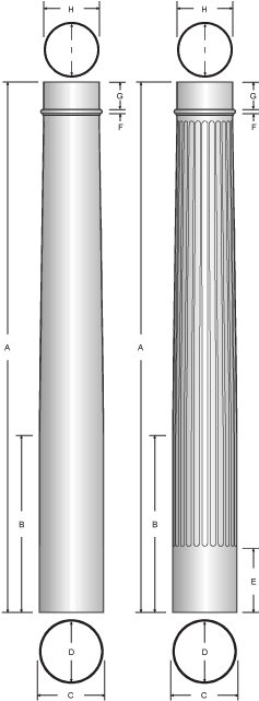They May Be Ordered In Vignola's Architectural Proportions - Half Round Tapered Column (244x640), Png Download