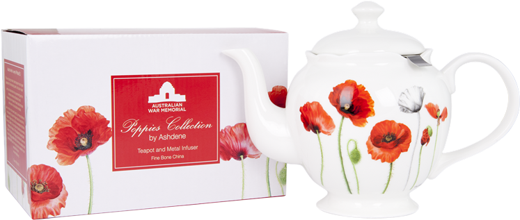 Ashdene Teapot With Infuser Poppies - Ashdene Poppy Teapot W/ Infuser (800x533), Png Download