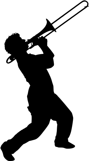 Trombone Silhouette (341x591), Png Download