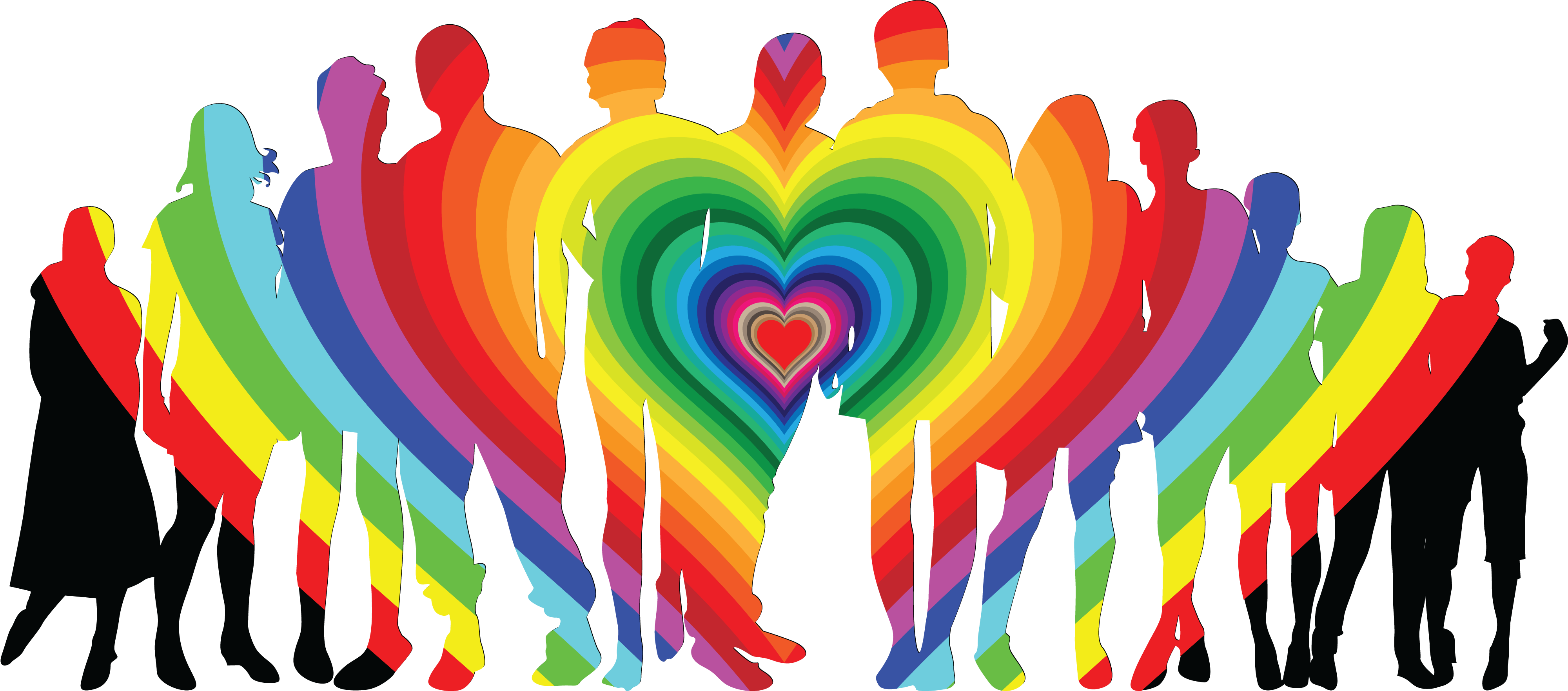 Free Clipart Of A Silhouetted Crowd With A Rainbow - Transparent Dad Boy Png (4000x1763), Png Download