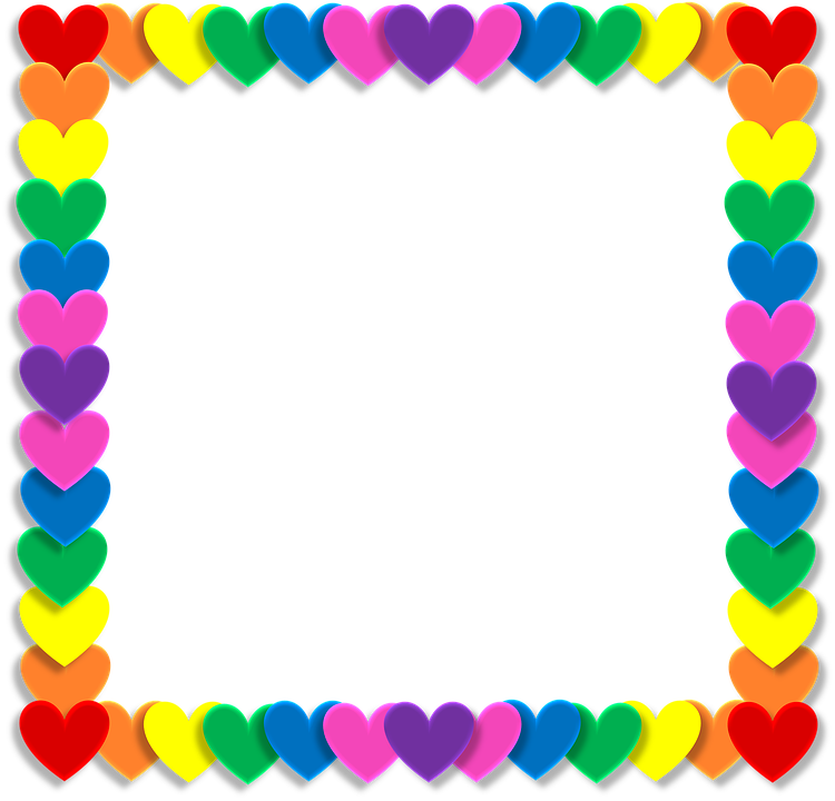 San Valentín, Corazón, El Amor, Marco, Arco Iris, Color - Frame Rainbow Png (750x720), Png Download