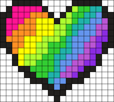 Rainbow Heart Perler Bead Pattern / Bead Sprite - Rainbow Heart Perler Beads (400x358), Png Download