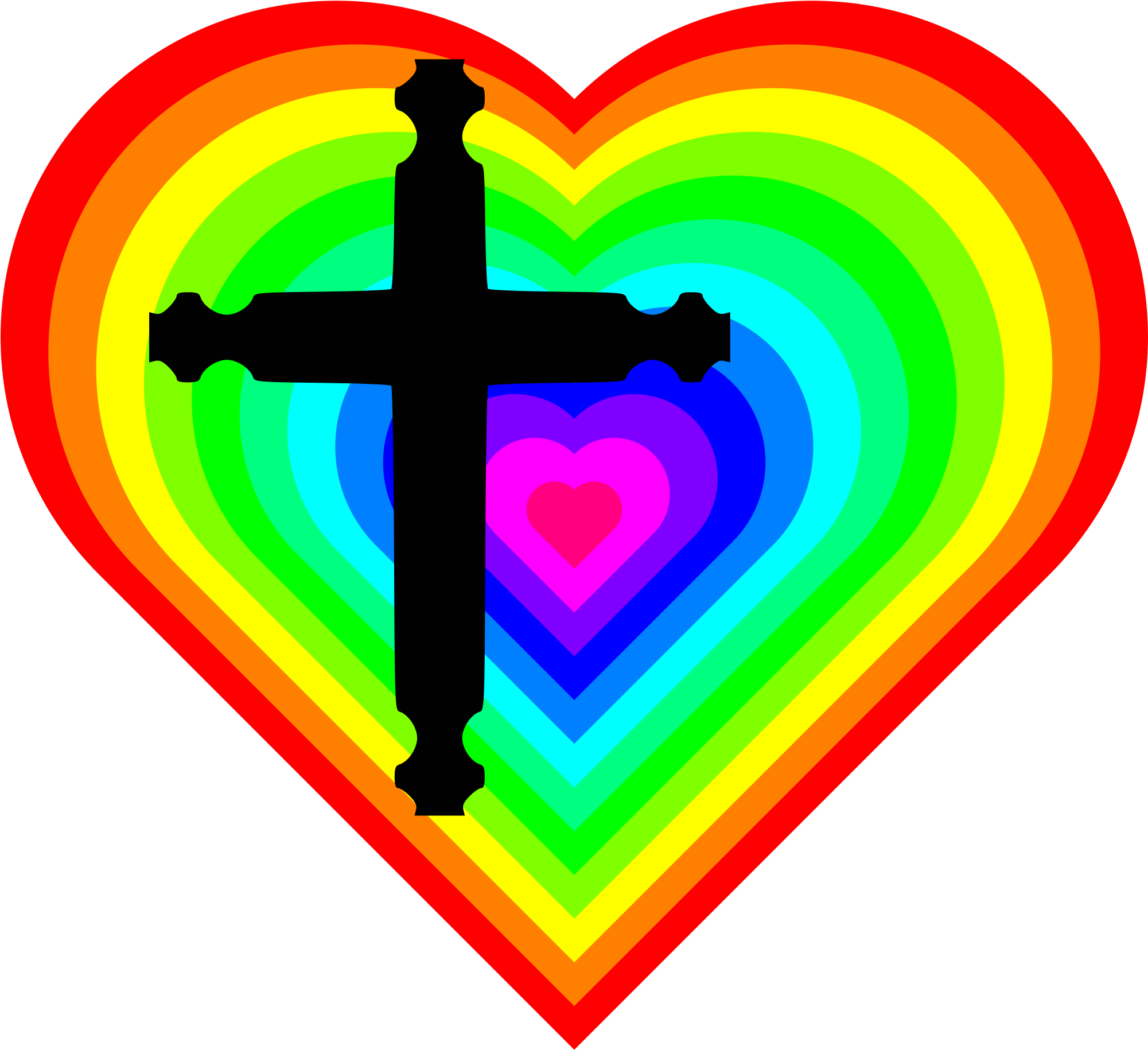 File - Rainbowheartwithcross - Svg - Rainbow Hearts (1000x1000), Png Downlo...