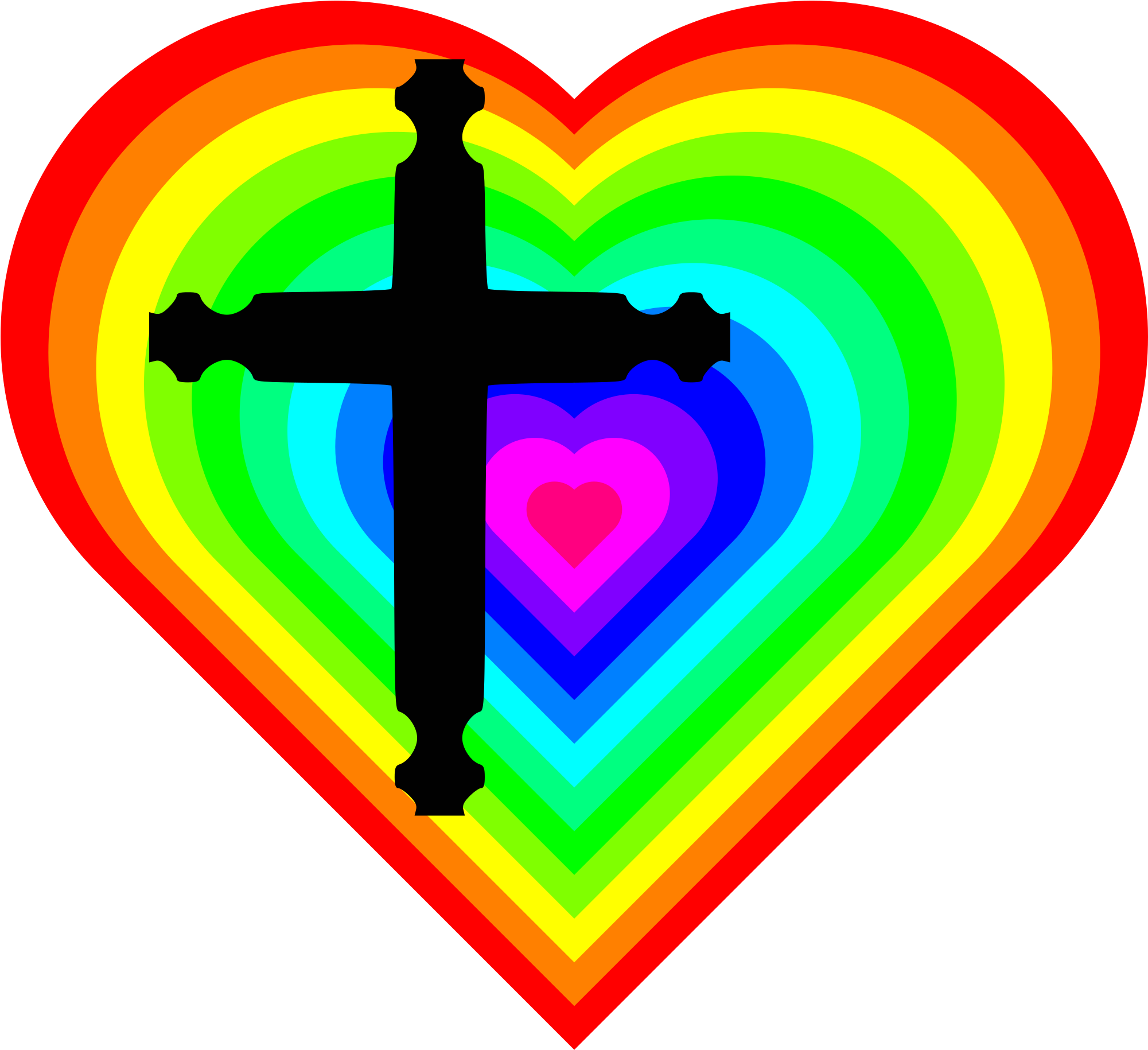 File - Rainbowheartwithcross - Svg - Rainbow Hearts (1000x1000), Png Download