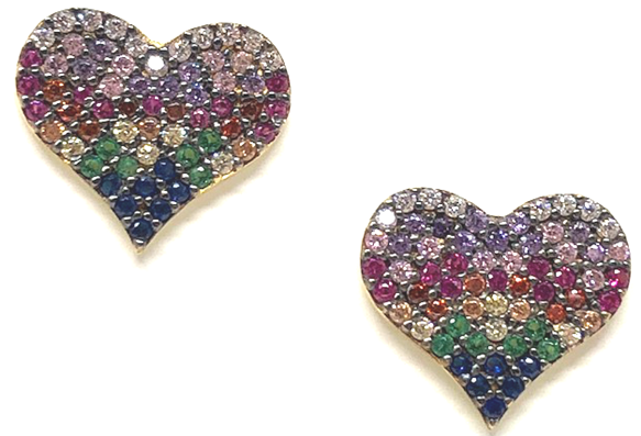 Heart Micro Pave Stud - Silver (416x480), Png Download