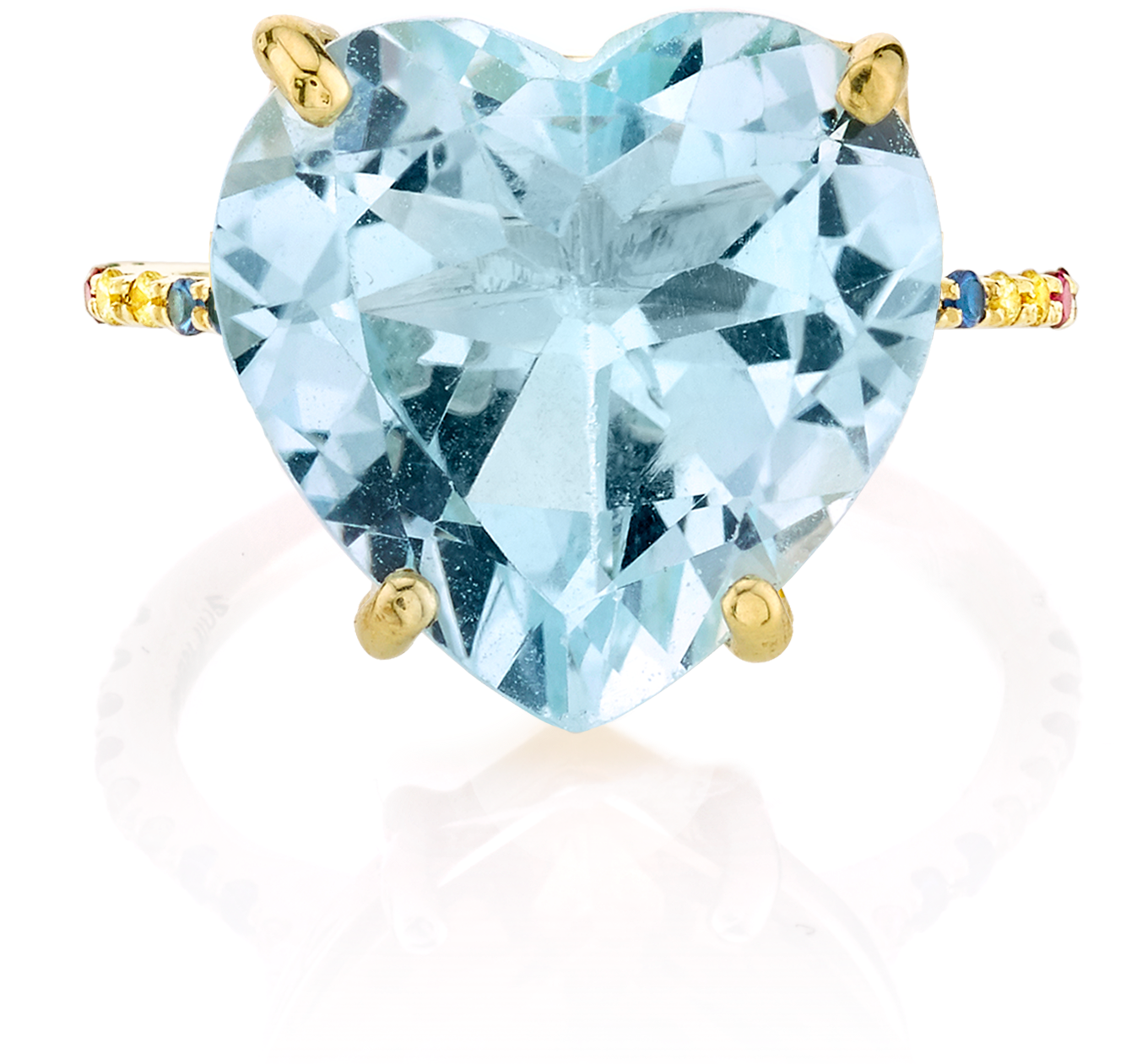 Blue Topaz And Rainbow Heart Ring - Ring (1800x1800), Png Download