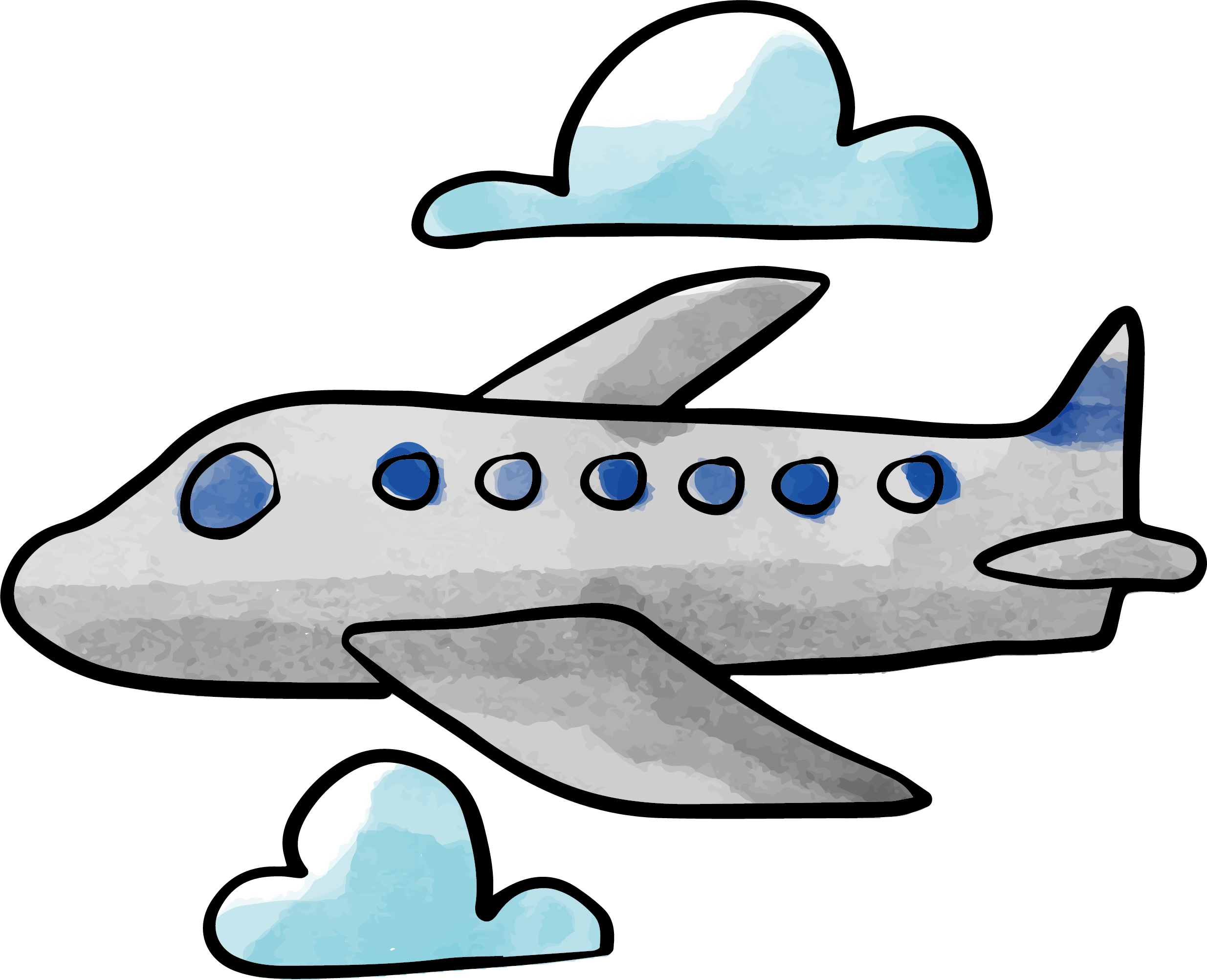 Clip Art Plane Vector Transprent Png - Watercolor Plane Png Free (2469x2004), Png Download