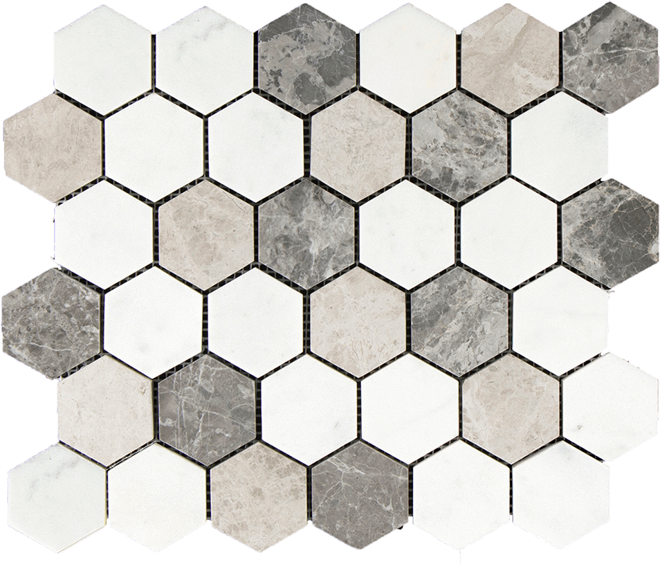 Bianco Perla W/silver Shadow Marble Mixed Hexagon- - Jaipur En Casa By Luli Sanchez Flat-weave Beehive Flat-weave (1024x1024), Png Download