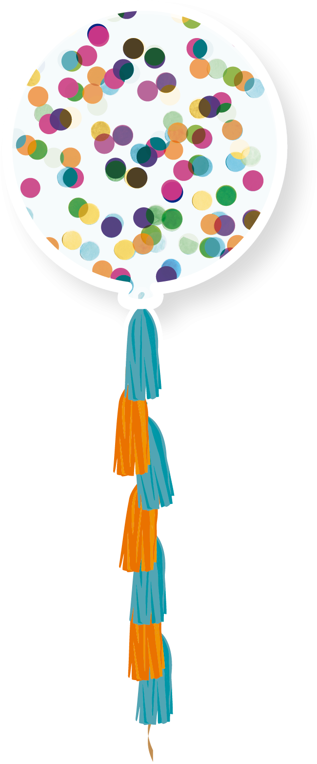 36" Transparent Balloon W/ Multicolor Confetti & Tassle - Transparent Balloon (large) (706x1590), Png Download