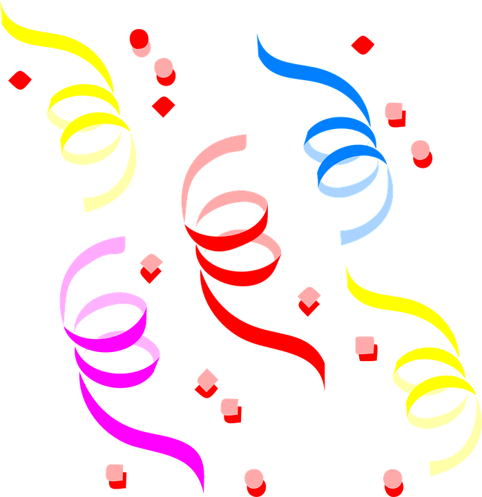 Ribbons Colorful Confetti - Confetti Clip Art (698x720), Png Download