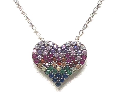 Heart Pave Necklace - Gold (462x480), Png Download