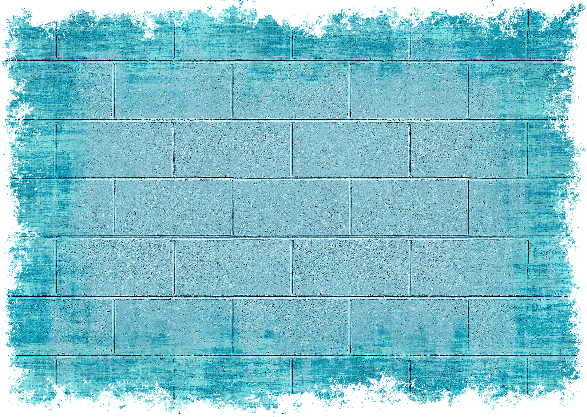 Painted Blue Bricks Wall - Png Background Hd Painting (1920x1357), Png Download