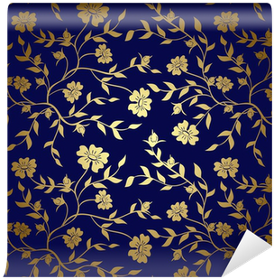 Blue And Gold Floral Texture For Background - Gold And Green Background (400x400), Png Download