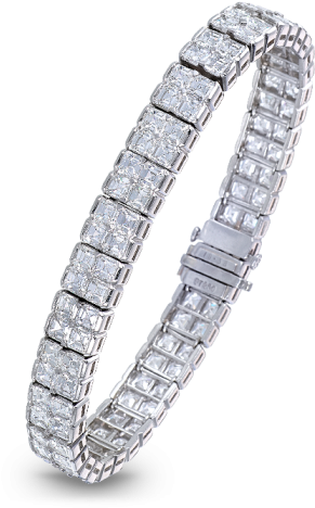 Description - Square Cut Tennis Bracelet (490x490), Png Download