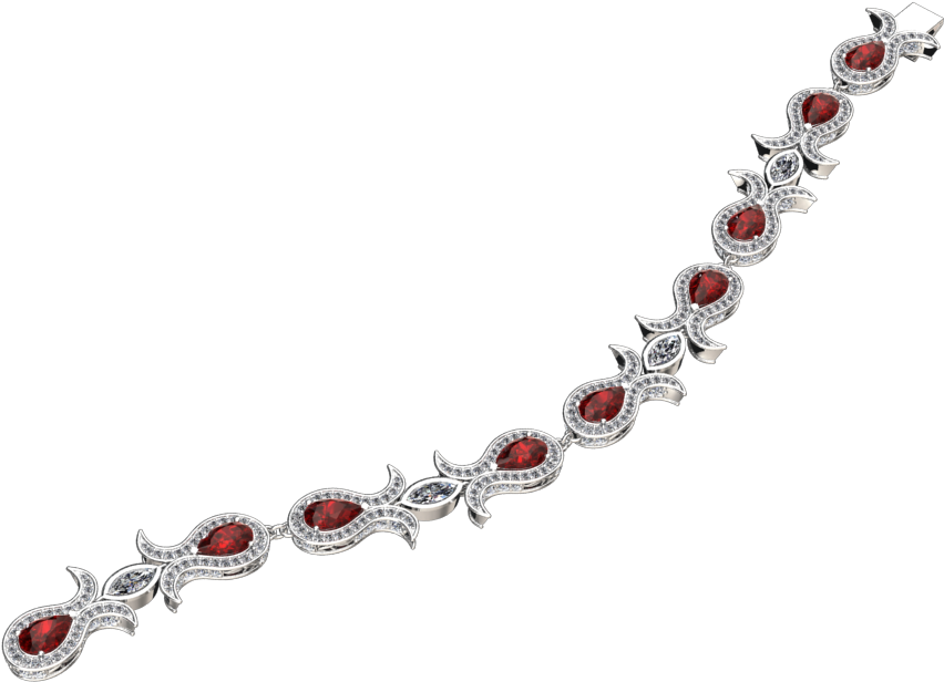Pear Shape Ruby And Diamond Bracelet Style - Bracelet (960x720), Png Download