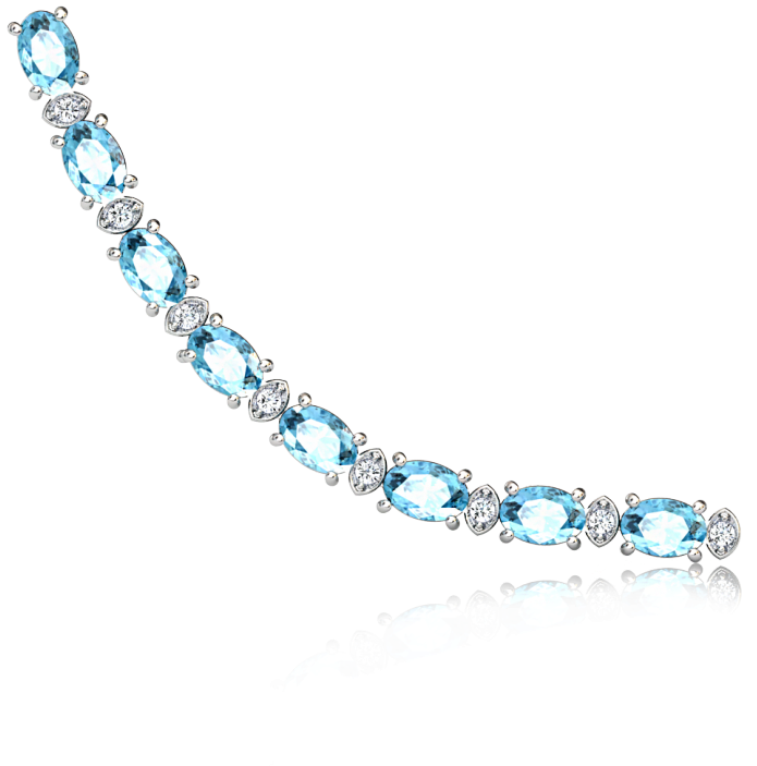 Tanzanite & Diamond Bracelet Claw Set In 18ct White - Royal Diamond And Aquamarine Bracelets (740x740), Png Download