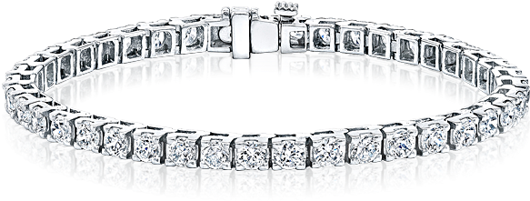 14k Yellow Gold Round-cut Diamond Tennis Link Bracelet (600x541), Png Download