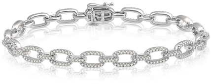 Link Diamond Bracelet In White Gold - Bracelet (498x498), Png Download