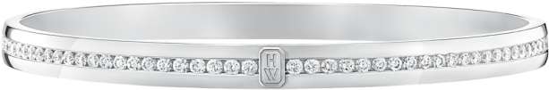 Hw Logo By Harry Winston, White Gold Diamond Bracelet - Bangle (760x500), Png Download