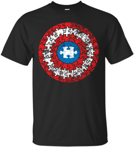 Autism Awareness Captain Puzzle Shield Apparel - Autism Awareness Captain Autism Superhero Shield Tshirt (480x480), Png Download
