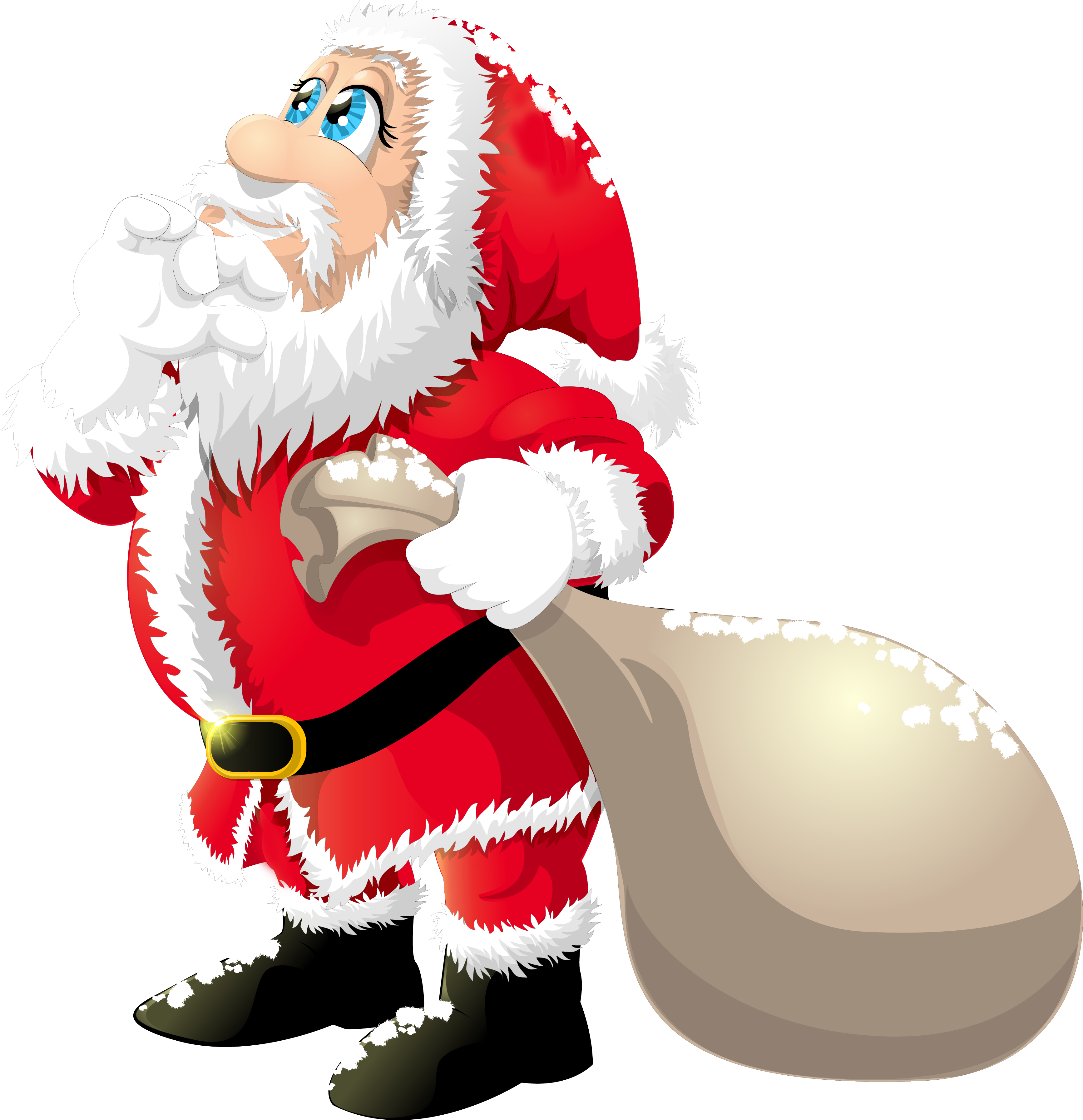 Santa Hat Clipart Clear Background - Pere Noel Avec Cadeau (4054x3663), Png Download