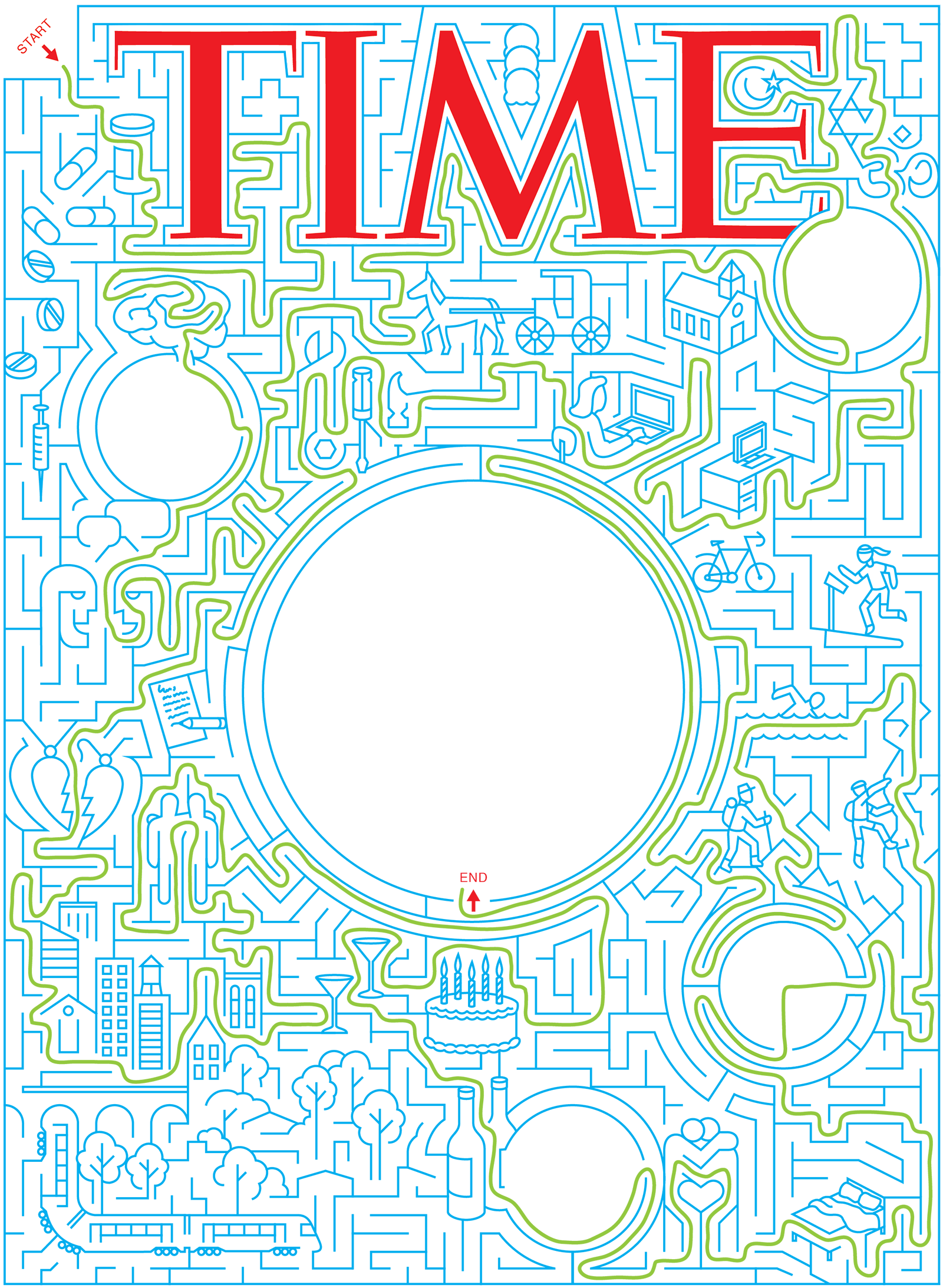 Can You Solve The Maze On Time's Cover - Time Magazine Maze Cover (1600x2185), Png Download