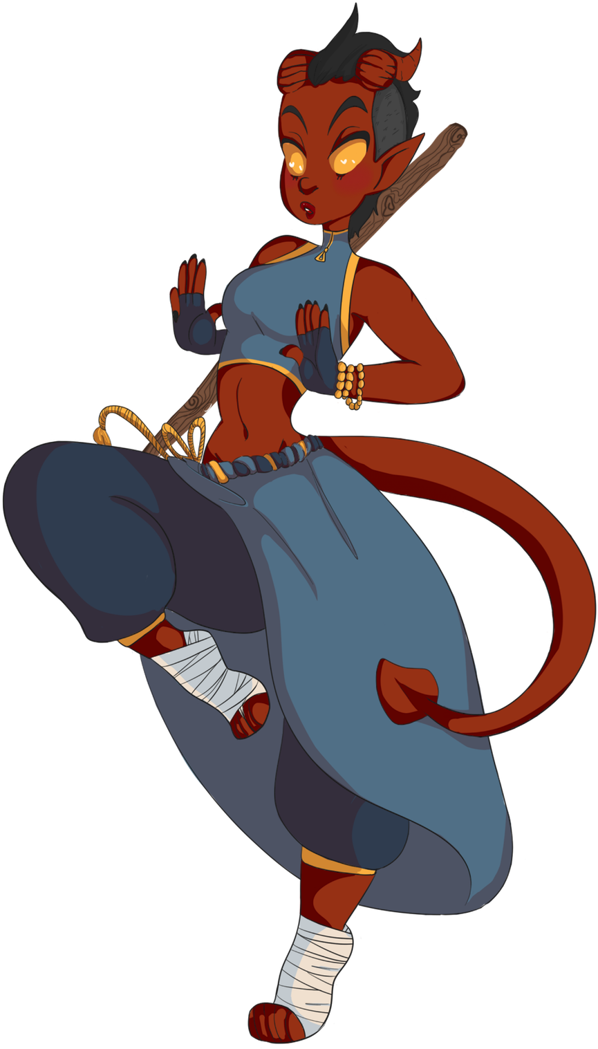 Monk Clipart Pleasant Person - Female Tiefling Monk (888x1536), Png Download