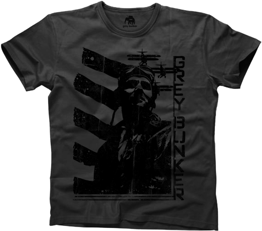 Grey Bunker Charcoal Aviator T Shirt - Monochrome (527x467), Png Download