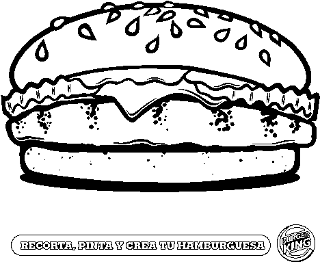 517659dd394d3 P Crea Tu Hamburguesa - Hamburguesa Dibujo Para Colorear (600x470), Png Download